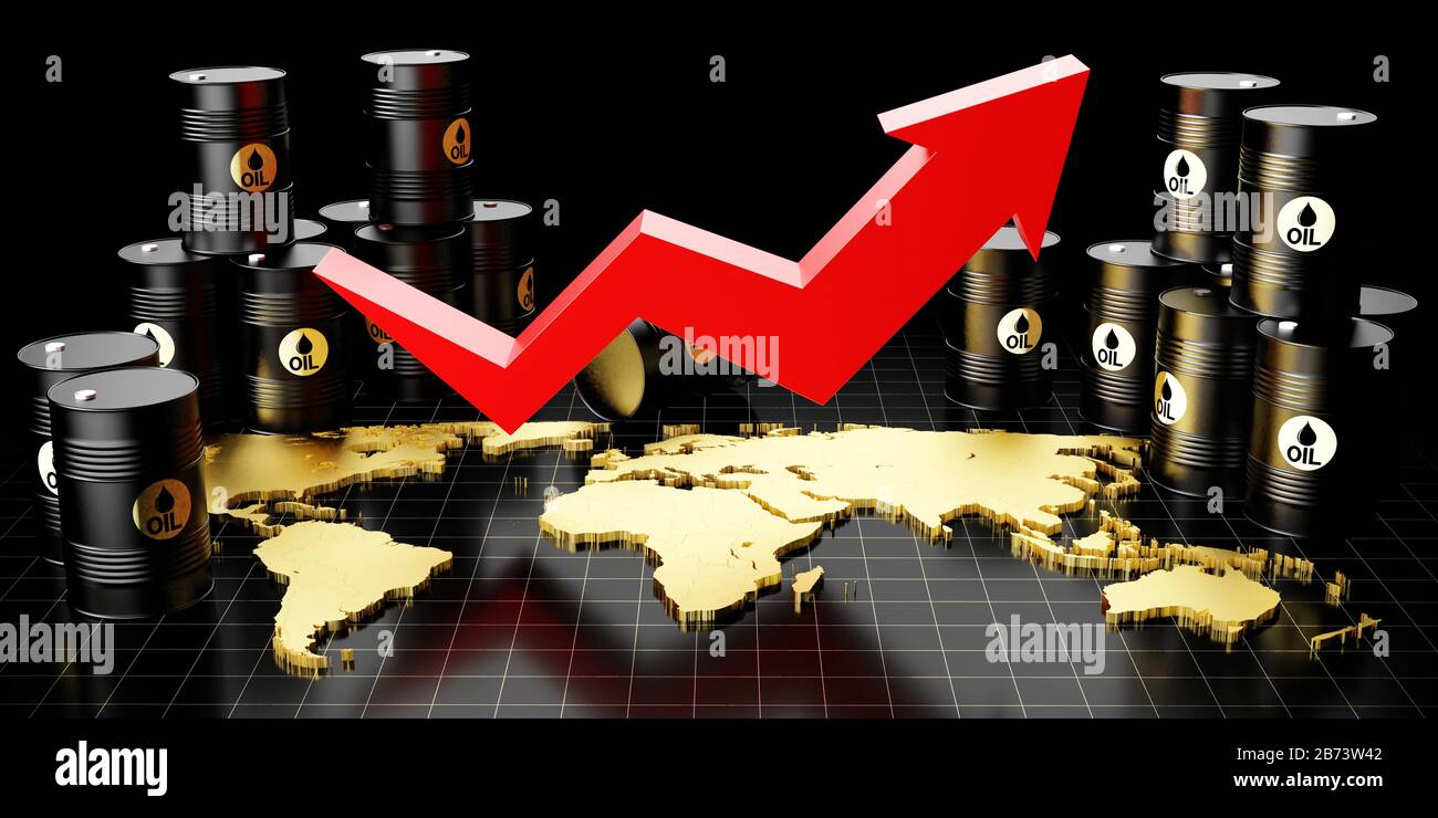 Croissance du prix du baril de pétrole - illustration tridimensionnelle Banque D'Images