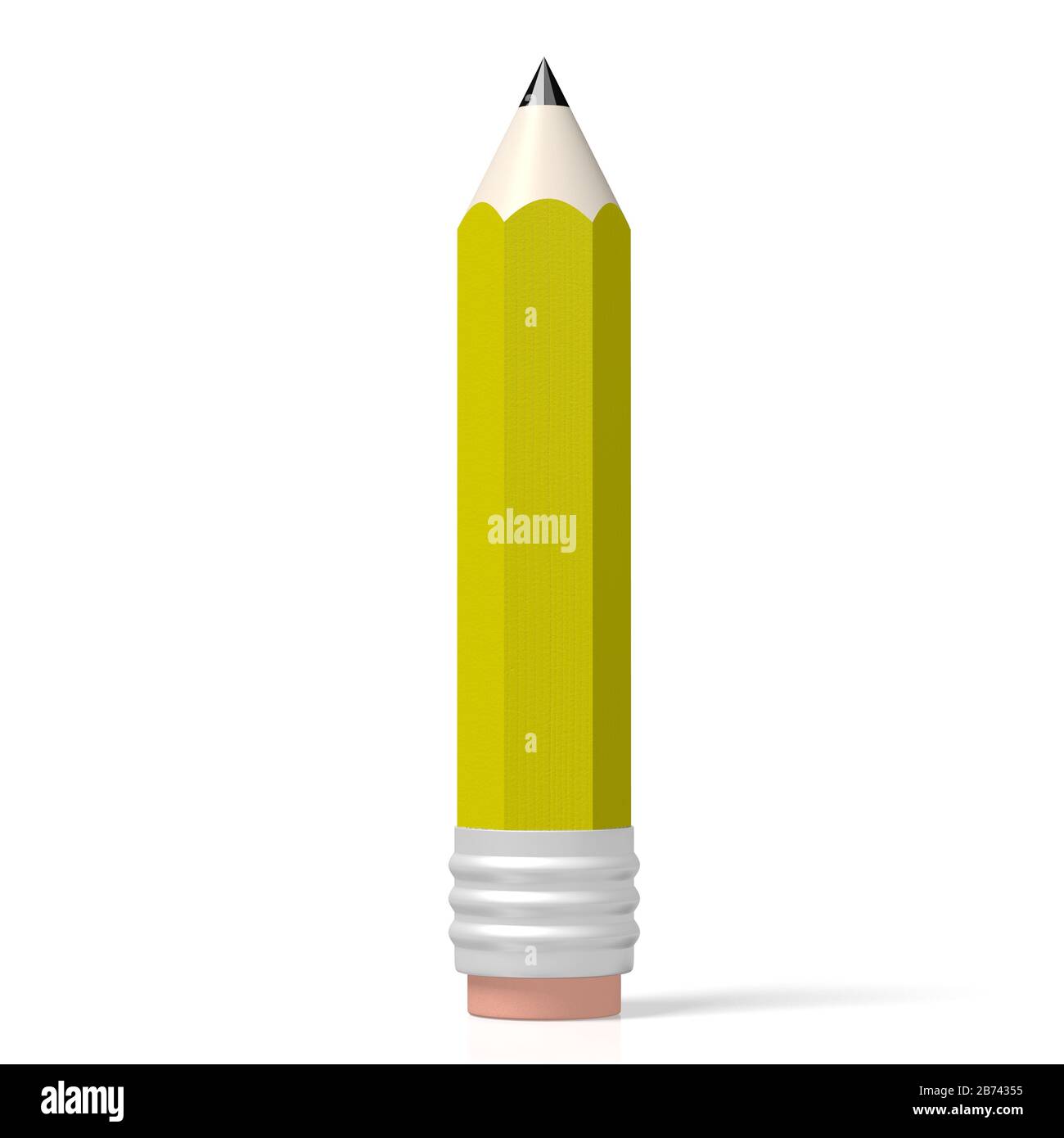 Crayon jaune tridimensionnel sur fond blanc Banque D'Images