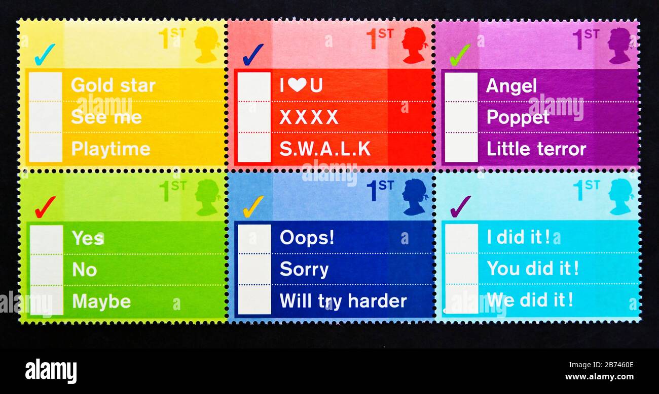 Timbres-poste. Grande-Bretagne. La reine Elizabeth II Timbres D'Accueil « Occasions ». Bloc se-tenant de 6. 1ère. 2003. Banque D'Images