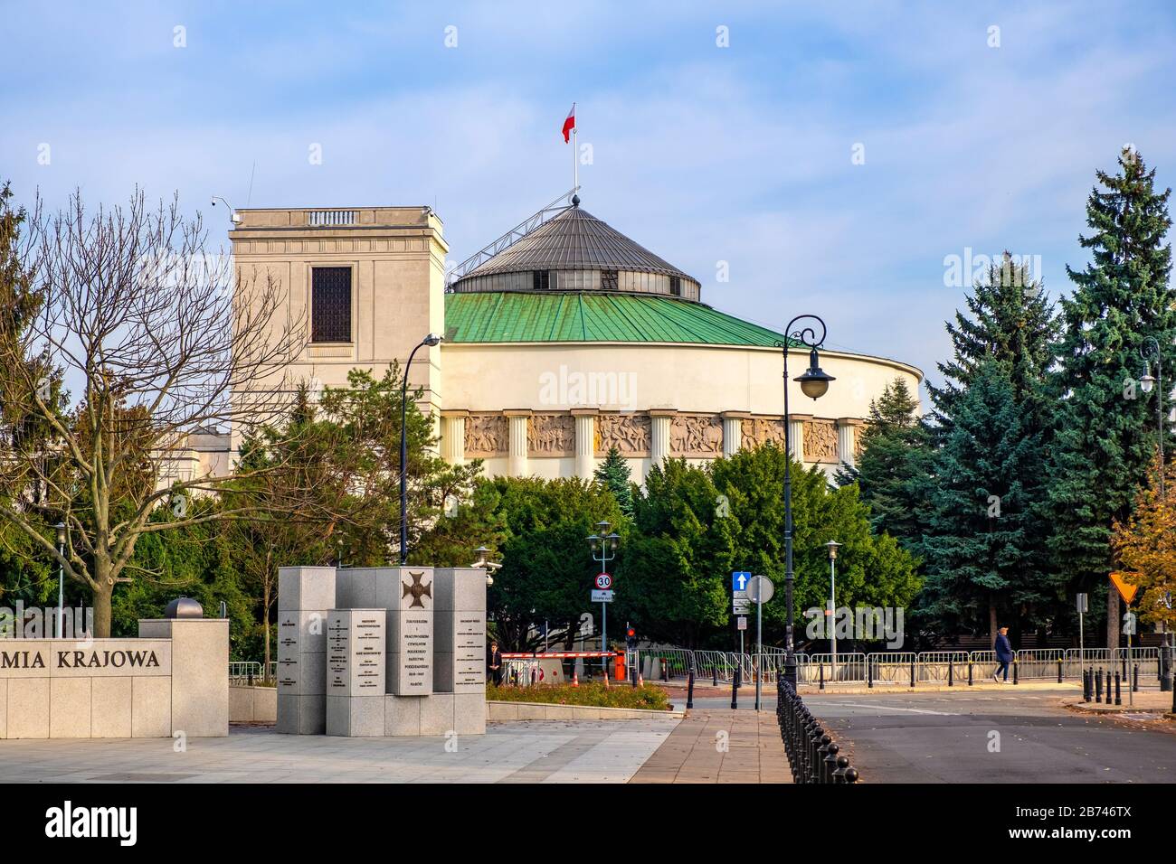 Varsovie, Mazovia / Pologne - 2019/10/26 : Sejm - Chambre basse du parlement polonais - siège de la rue Wiejska dans le centre historique de Varsovie Banque D'Images