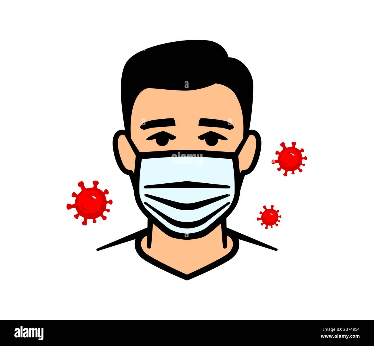 Homme en masque de protection contre les maladies infectieuses et la grippe. Masque de visage. Concept de santé. Illustration vectorielle. Illustration de Vecteur