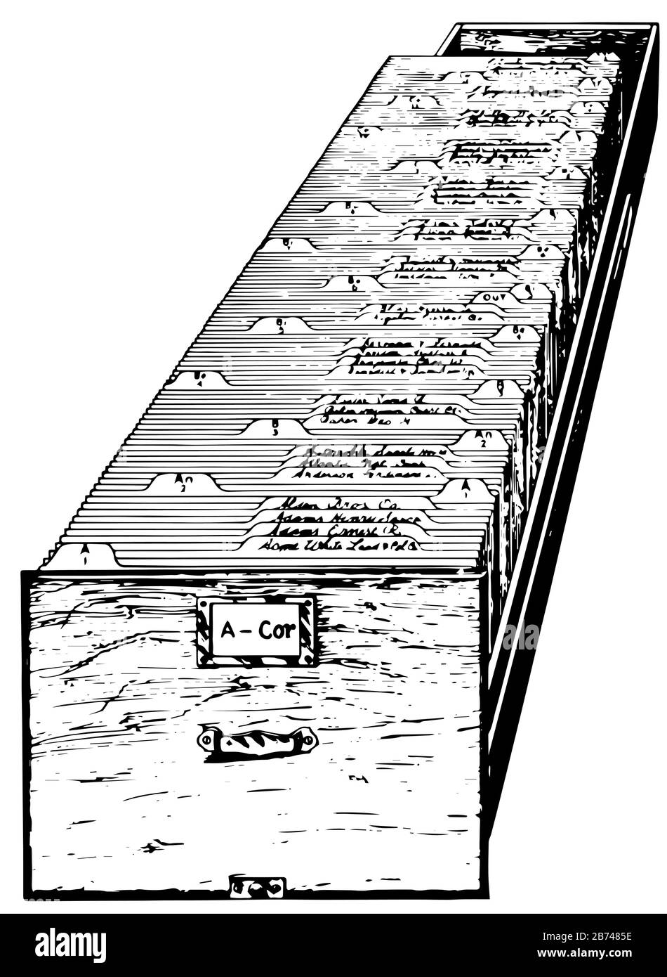 Cette illustration représente l'armoire de dépôt, le dessin de lignes anciennes ou l'illustration de gravure. Illustration de Vecteur