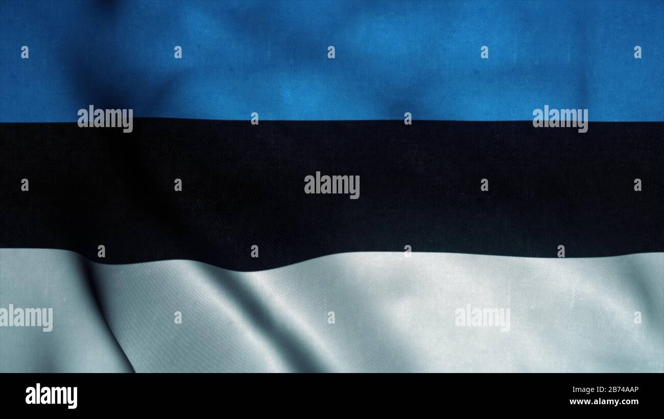 L'Estonie a un drapeau qui agette dans le vent. Drapeau national de l'Estonie. Signe de l'Estonie. illustration tridimensionnelle. Banque D'Images