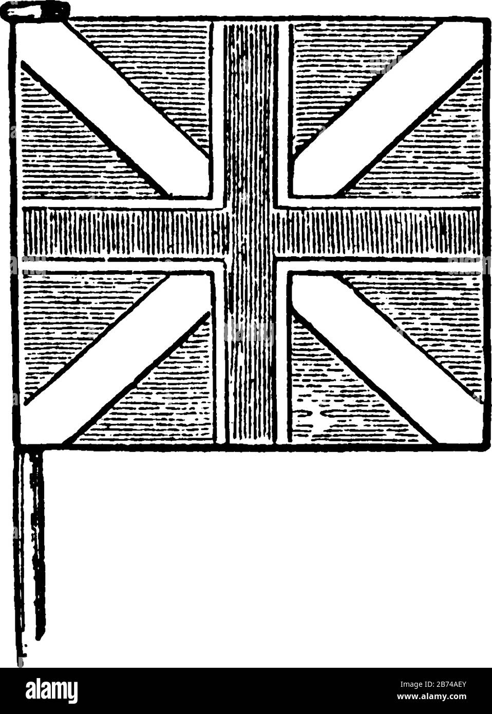 Royaume-Uni, First Union Jack, ce drapeau a une croix de rayures verticales avec contour superposé à la croix diagonale blanche, lignes horizontales partout Illustration de Vecteur
