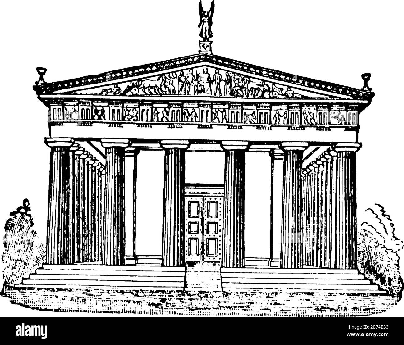 Jupiter Grèce Athènes Temple De Jupiter Olymp Gravure Originale Strahlheim 1837 