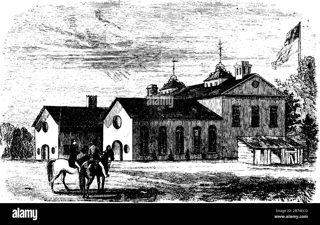 William and Mary College, la Woodrow Wilson Foundation, les universités les plus anciennes et les plus belles d'Amérique, l'illustration de dessin ou de gravure vintage. Illustration de Vecteur