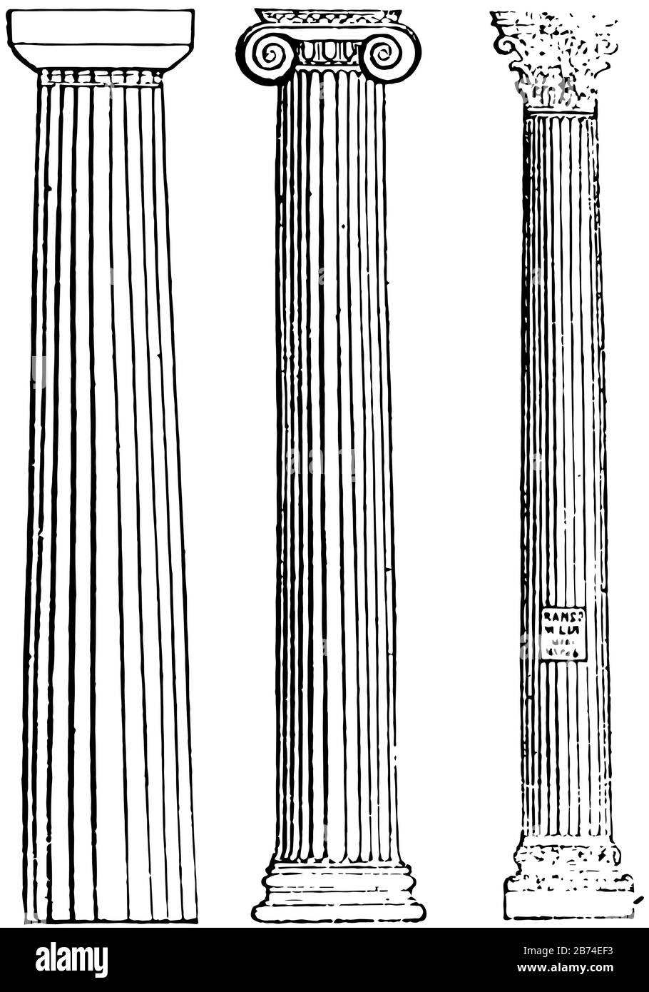 Columna a placé debout pour soutenir les bâtiments, plat, carré, pierre, forme, fixe, dessin vintage ou gravure illustration. Illustration de Vecteur
