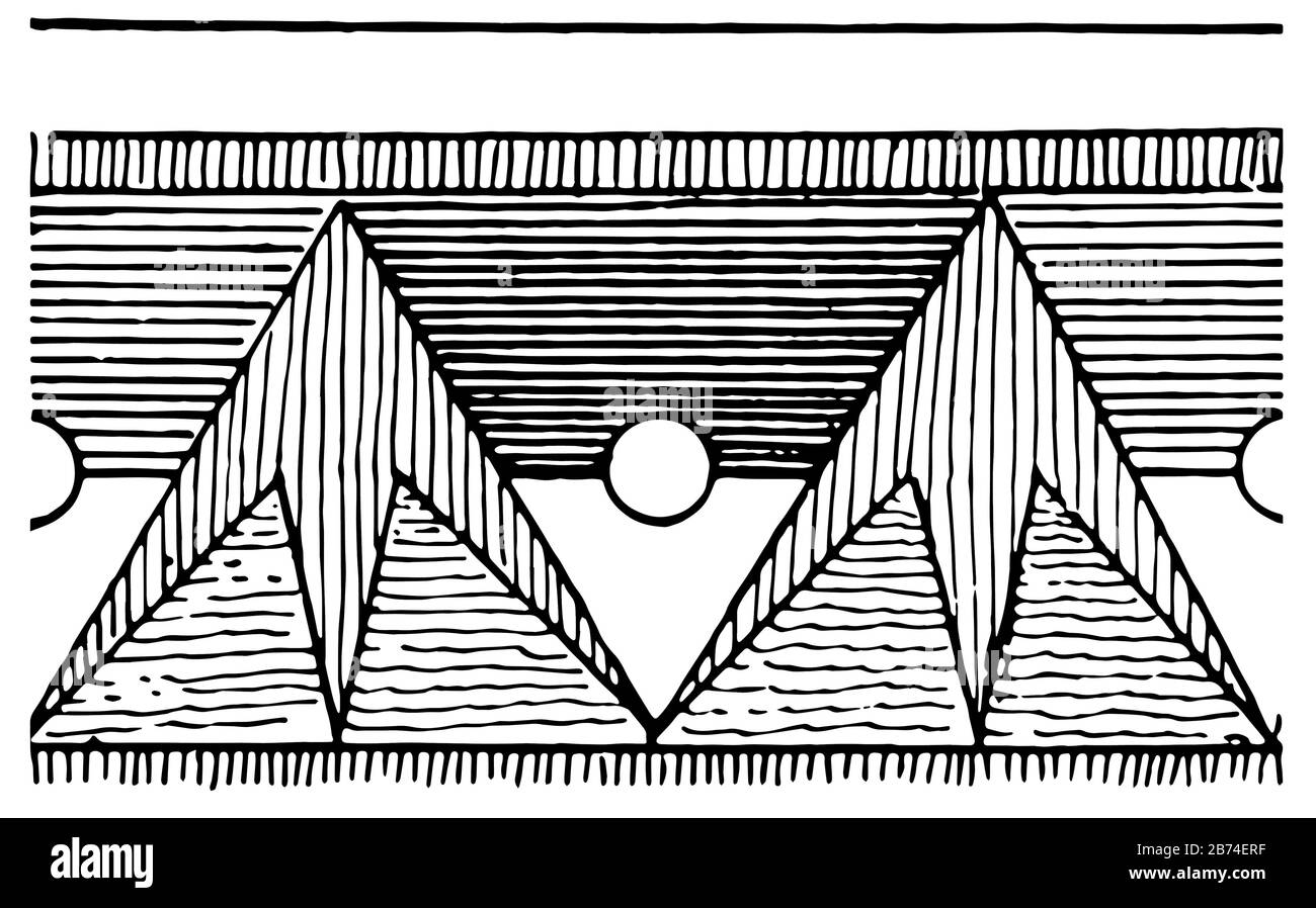 Lotus Band possède un motif triangulaire, un dessin de ligne vintage ou une illustration de gravure. Illustration de Vecteur