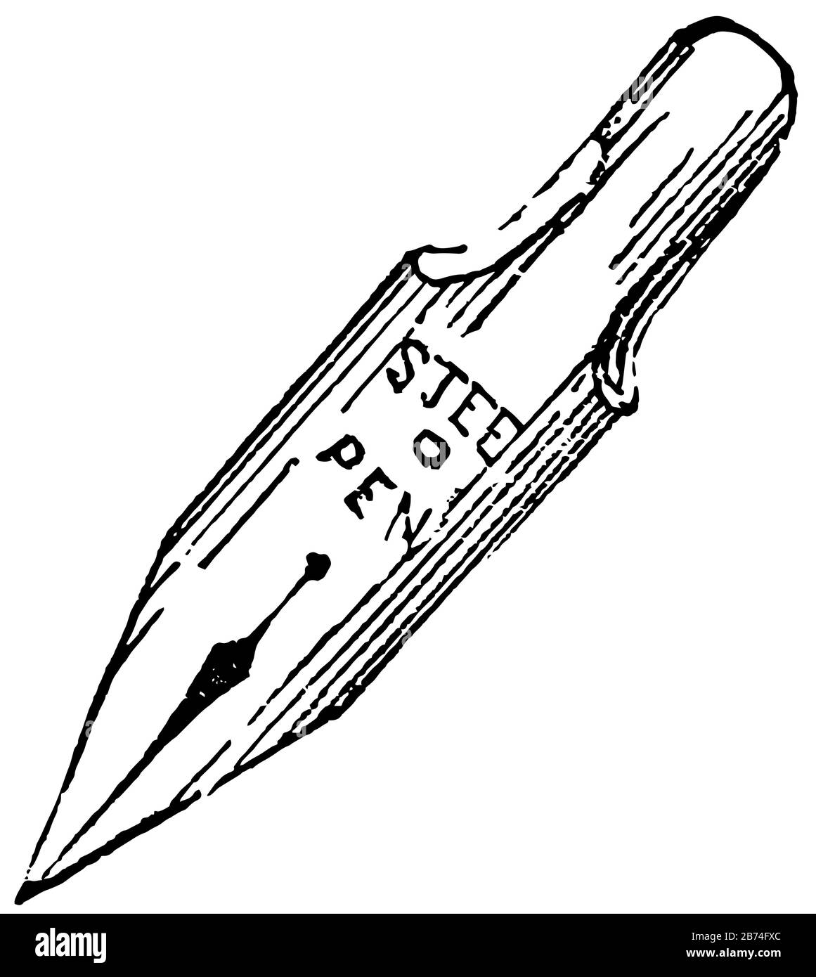 Instrument à stylet utilisé pour l'écriture, la pointe, les stylos à tremper, l'encre, l'écriture, le dessin de lignes vintage ou l'illustration de gravure. Illustration de Vecteur