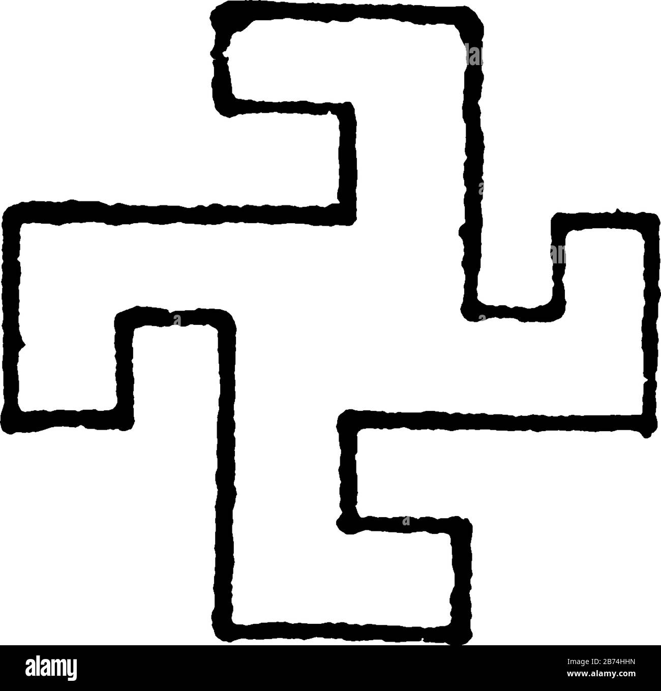 Swastika Design a été trouvé dans presque toutes les fouilles de l'époque préhistorique, ses moyens bonne pretense, dessin de ligne vintage ou gravure. Illustration de Vecteur