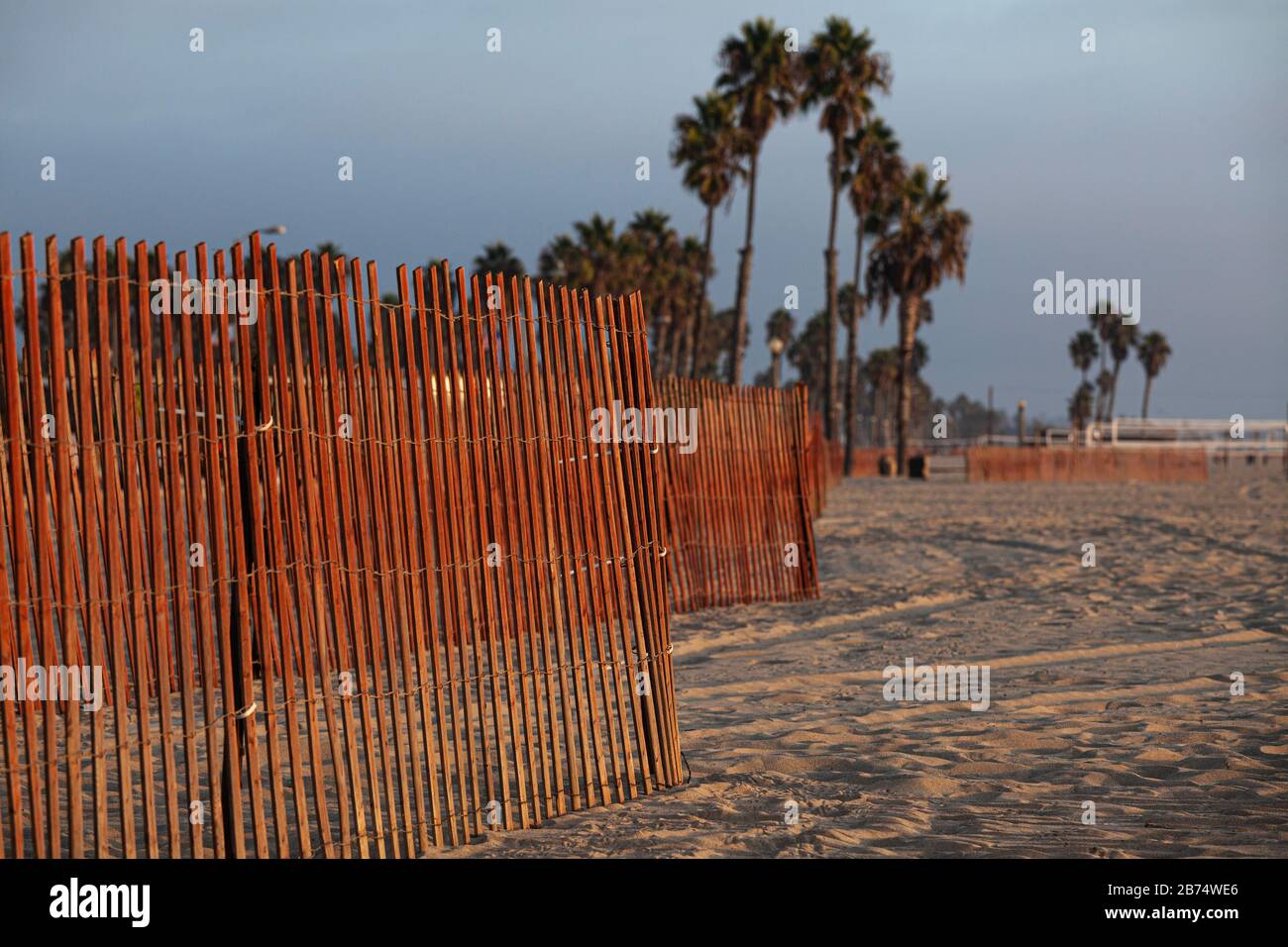 Santa Monica Beach clôture, Californie, États-Unis Banque D'Images