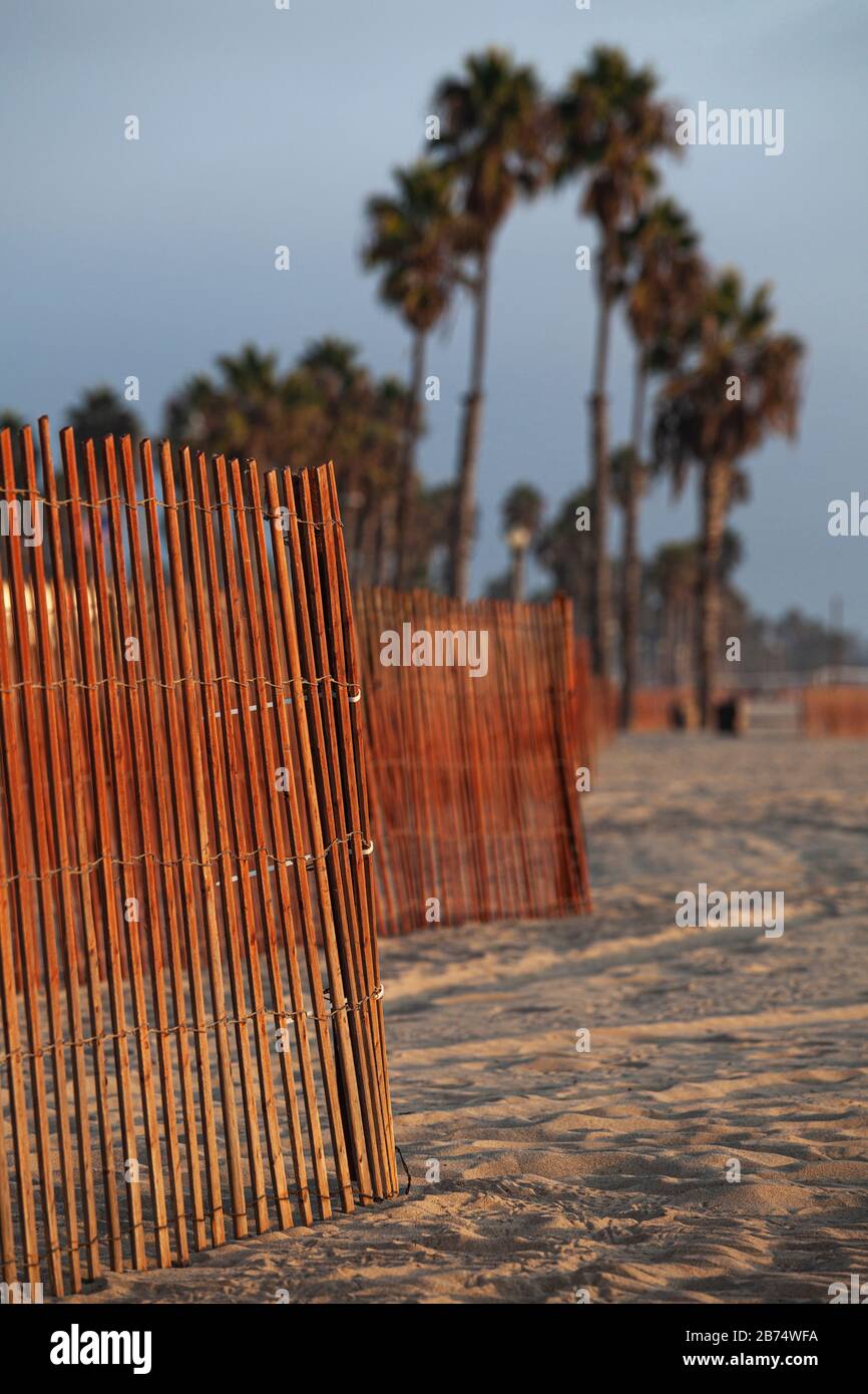 Santa Monica Beach clôture, Californie, États-Unis Banque D'Images