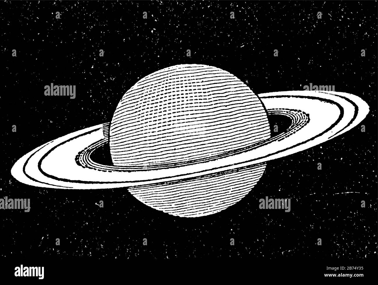 Saturne est la sixième plus grande planète du Soleil, dessin vintage ou illustration de gravure Illustration de Vecteur