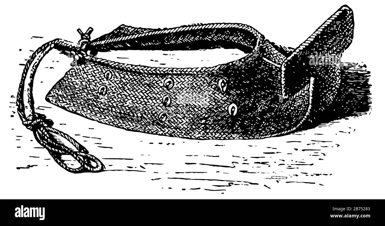 Protecteur de tête utilisé par les tribus anciennes en Afrique, dessin de ligne vintage ou illustration de gravure. Illustration de Vecteur