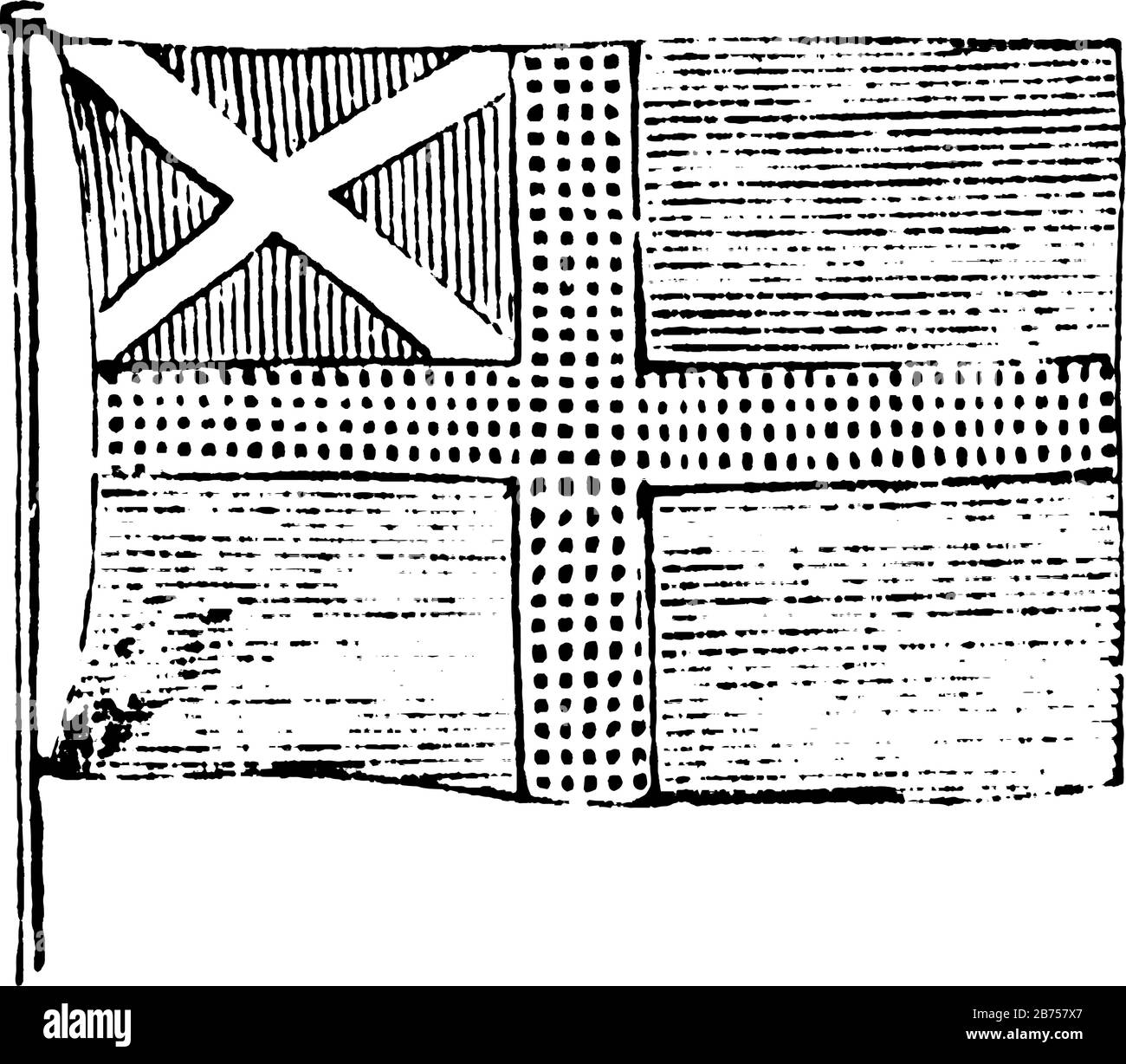 Drapeau de Suède, 1881, ce drapeau a traversé avec des points s'étendant aux bords du drapeau, la partie verticale de la croix est déplacée vers le côté palan, i Illustration de Vecteur