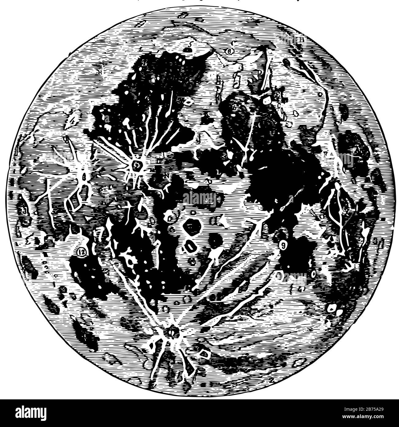 Moon est le satellite naturel de la Terre, le dessin vintage ou l'illustration de gravure. Illustration de Vecteur