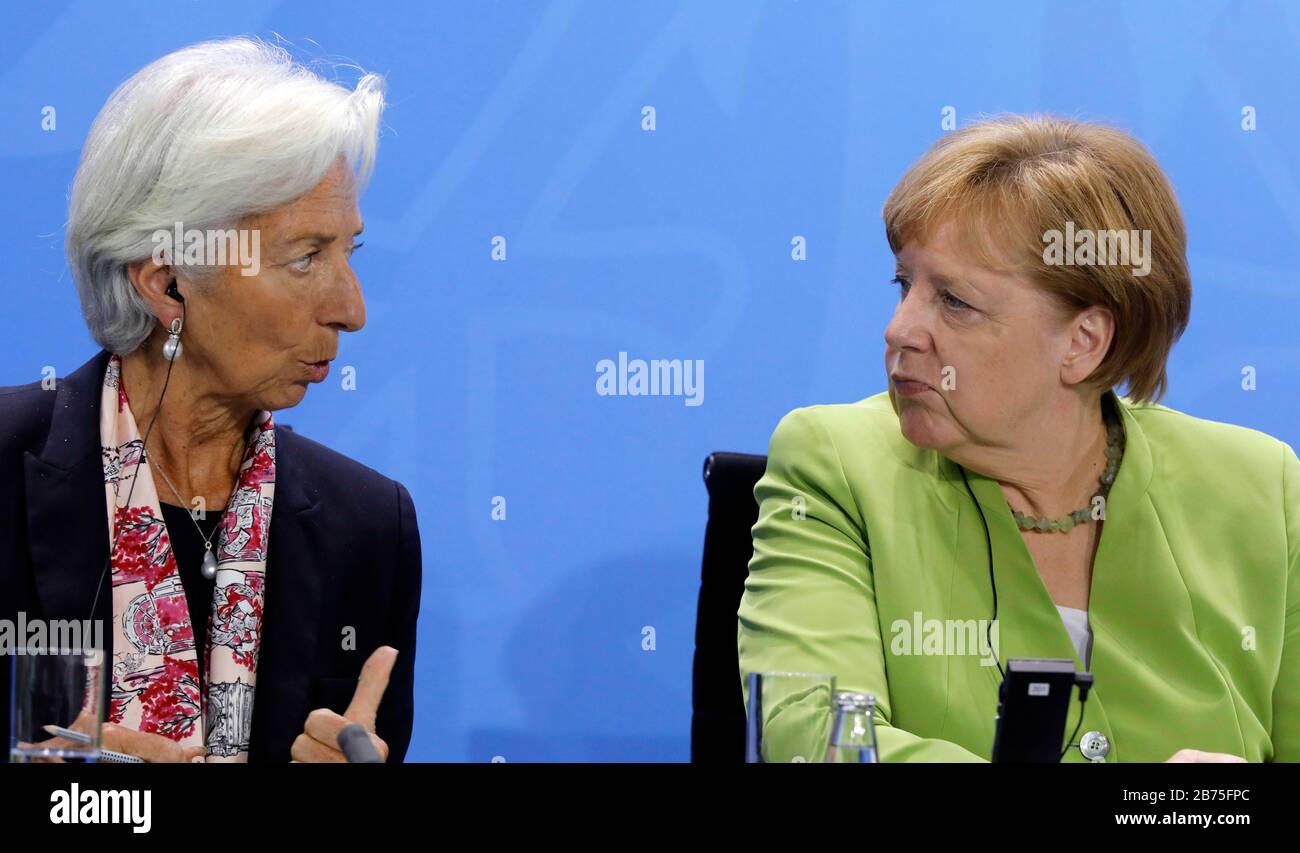 Christine Lagarde, directrice du FMI, parlera avec la chancelière Angela Merkel lors d'un PK au Bureau de la chancelière le 11.06.2018. [traduction automatique] Banque D'Images
