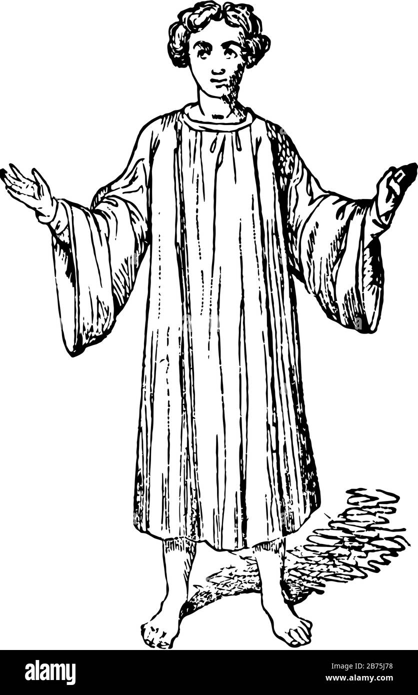 Dalmatic dans l'Église catholique romaine, dessin de lignes anciennes ou illustration de gravure. Illustration de Vecteur