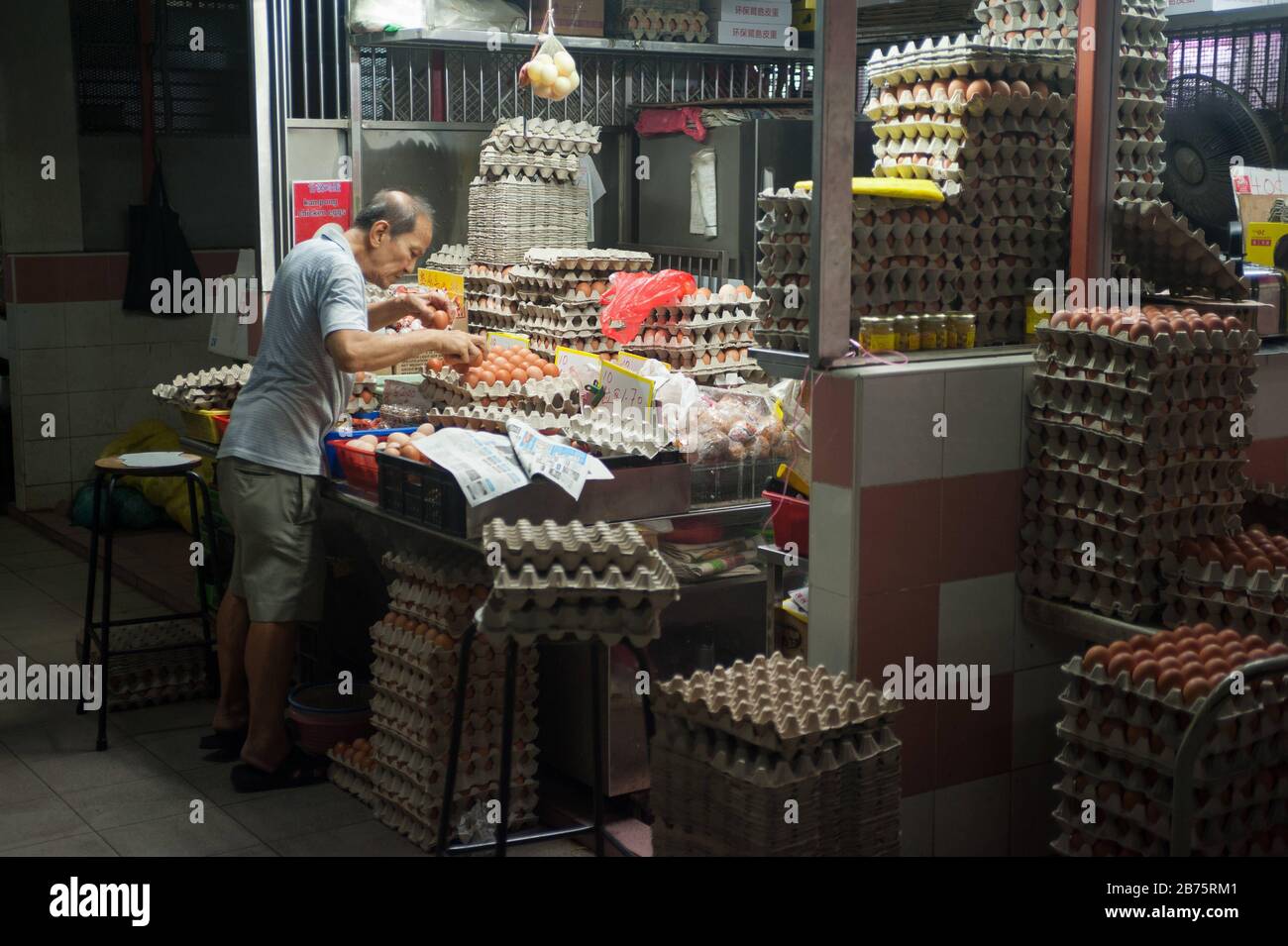 20.07.2017, Singapour, République de Singapour, Asie - un stand de vente d'œufs sur le marché chinois. [traduction automatique] Banque D'Images