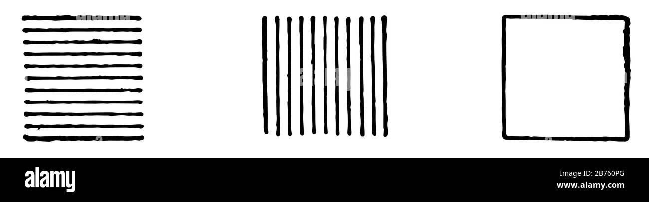 Les Carrés d'Helmholtz sont les lignes verticales et plus haut lorsqu'ils sont remplis de lignes horizontales, c'est l'illusion du rectangle qui est opposée à ce que l'on attend sur la ba Illustration de Vecteur
