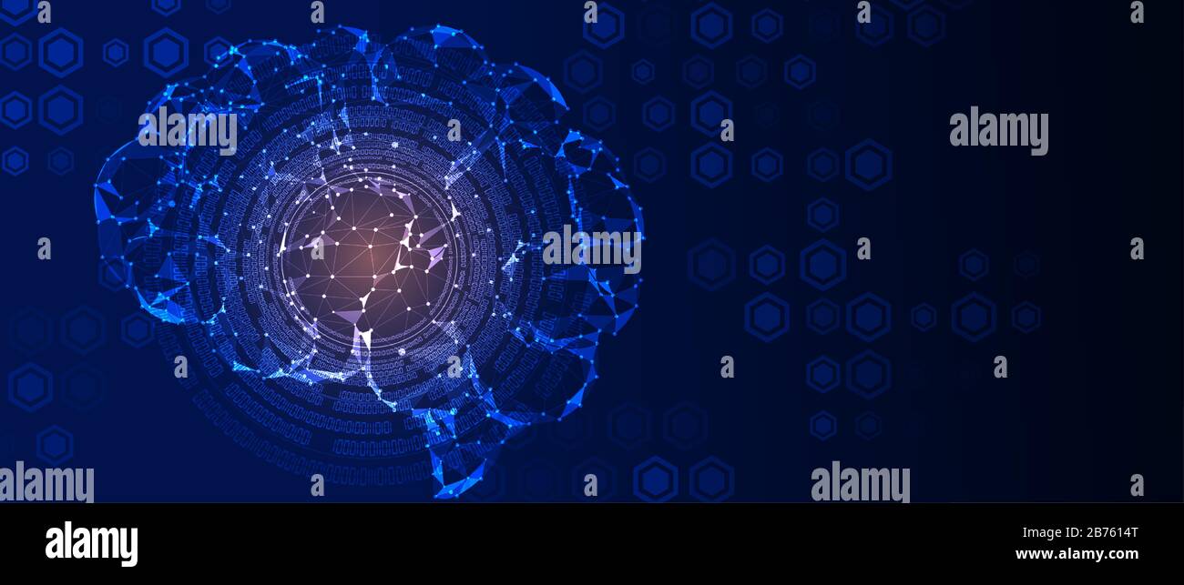 Cerveau humain abstrait. Intelligence artificielle nouvelle technologie. Science contexte futuriste Illustration de Vecteur