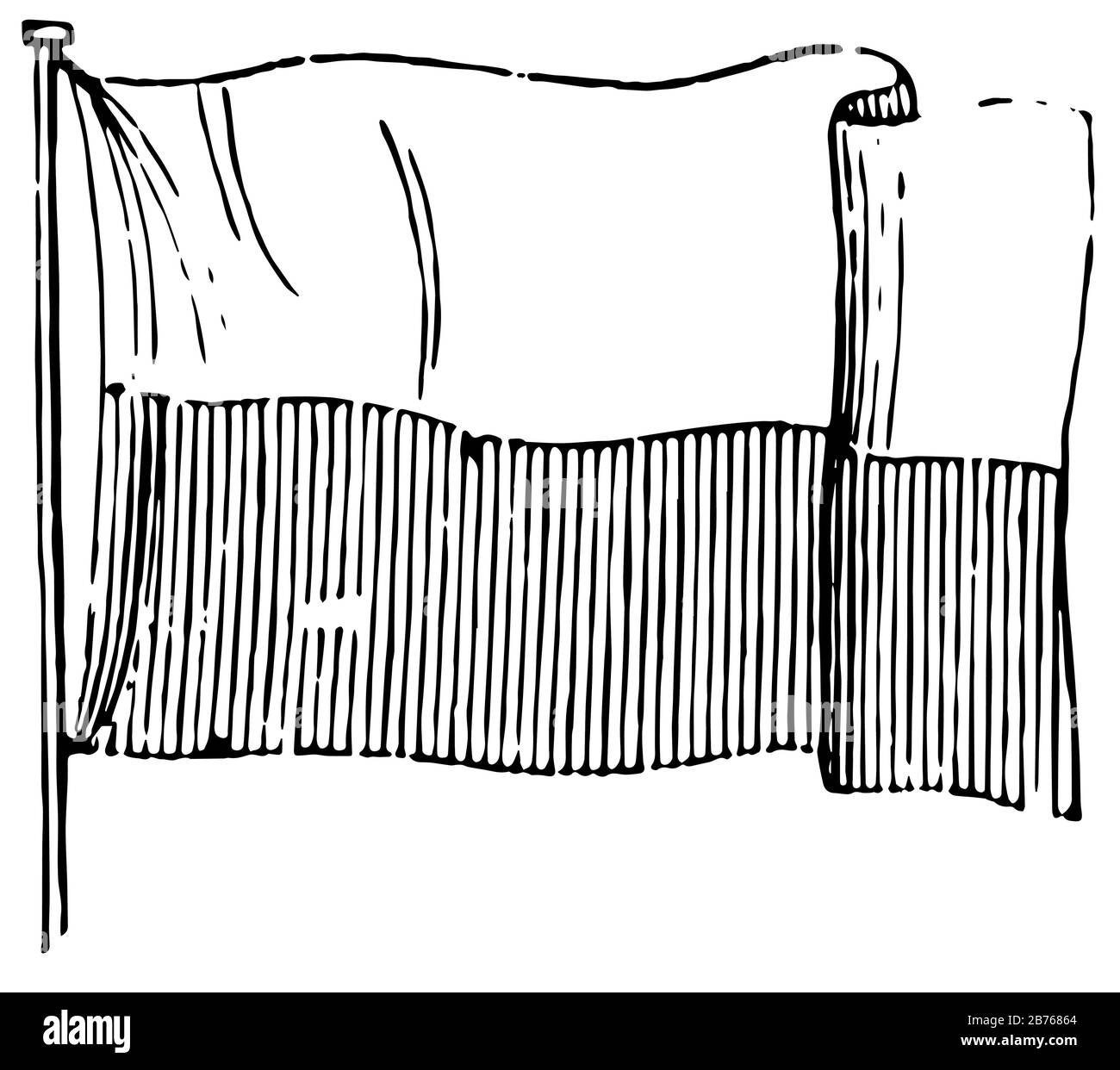 Drapeau de Lubeck, 1881, ce drapeau a deux bandes horizontales égales, bande inférieure a des bandes verticales, dessin de ligne vintage ou illustration de gravure Illustration de Vecteur