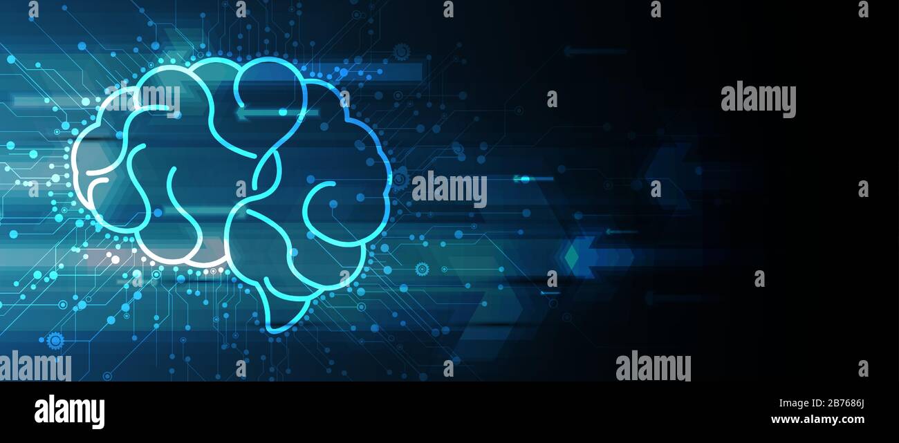 Cerveau humain abstrait. Intelligence artificielle nouvelle technologie. Science contexte futuriste Illustration de Vecteur