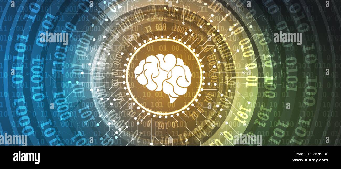 Cerveau humain abstrait. Intelligence artificielle nouvelle technologie. Science contexte futuriste Illustration de Vecteur