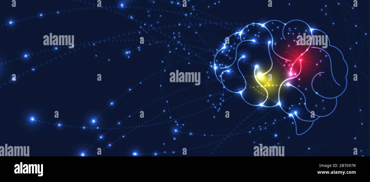 Cerveau humain abstrait. Intelligence artificielle nouvelle technologie. Science contexte futuriste Illustration de Vecteur