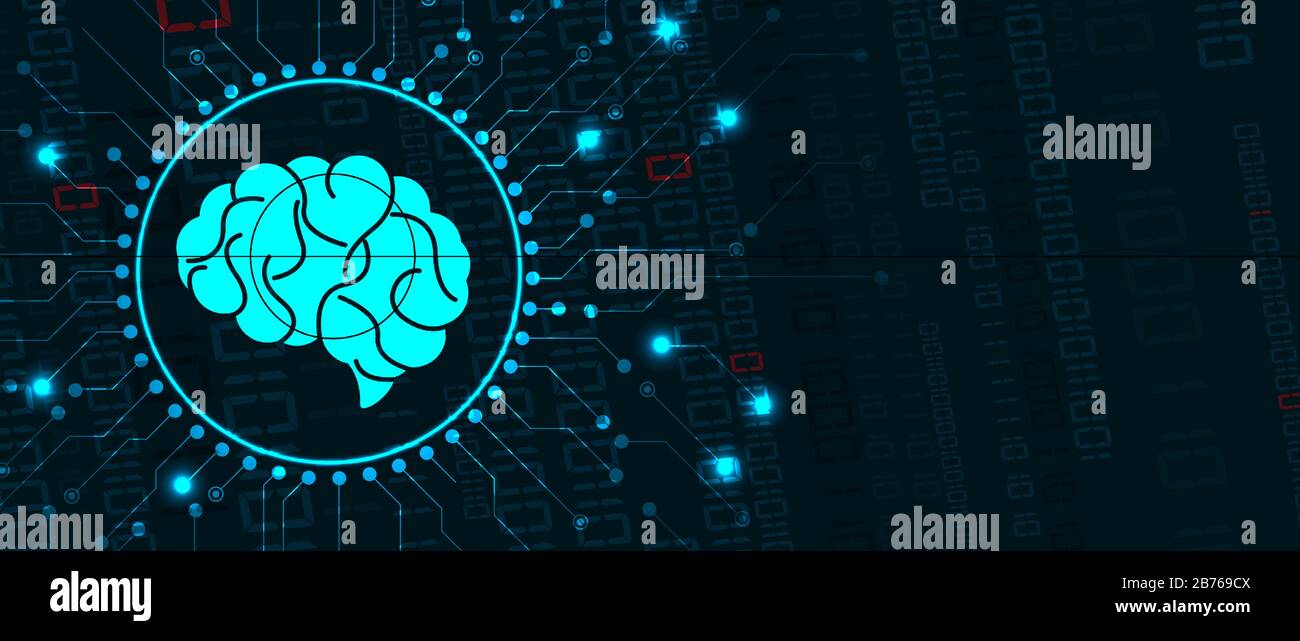 Cerveau humain abstrait. Intelligence artificielle nouvelle technologie. Science contexte futuriste Illustration de Vecteur