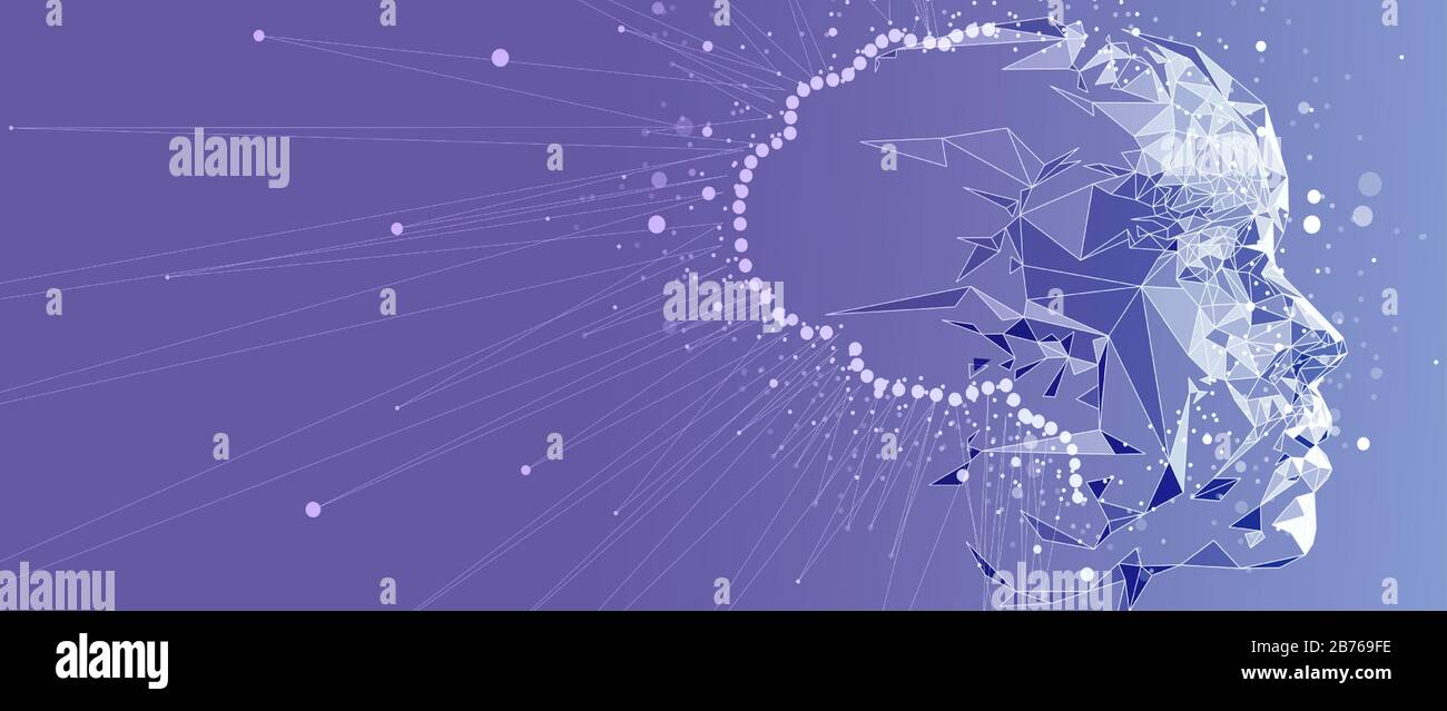 Cerveau humain abstrait. Intelligence artificielle nouvelle technologie. Science contexte futuriste Illustration de Vecteur