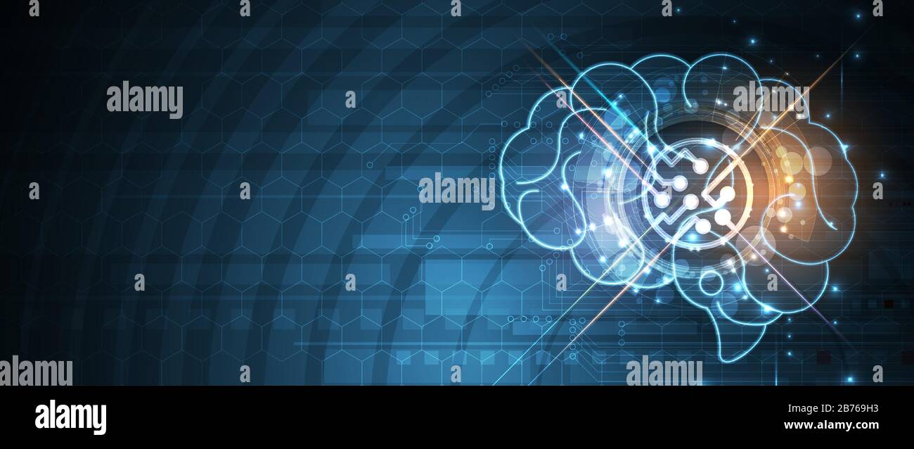 Cerveau humain abstrait. Intelligence artificielle nouvelle technologie. Science contexte futuriste Illustration de Vecteur