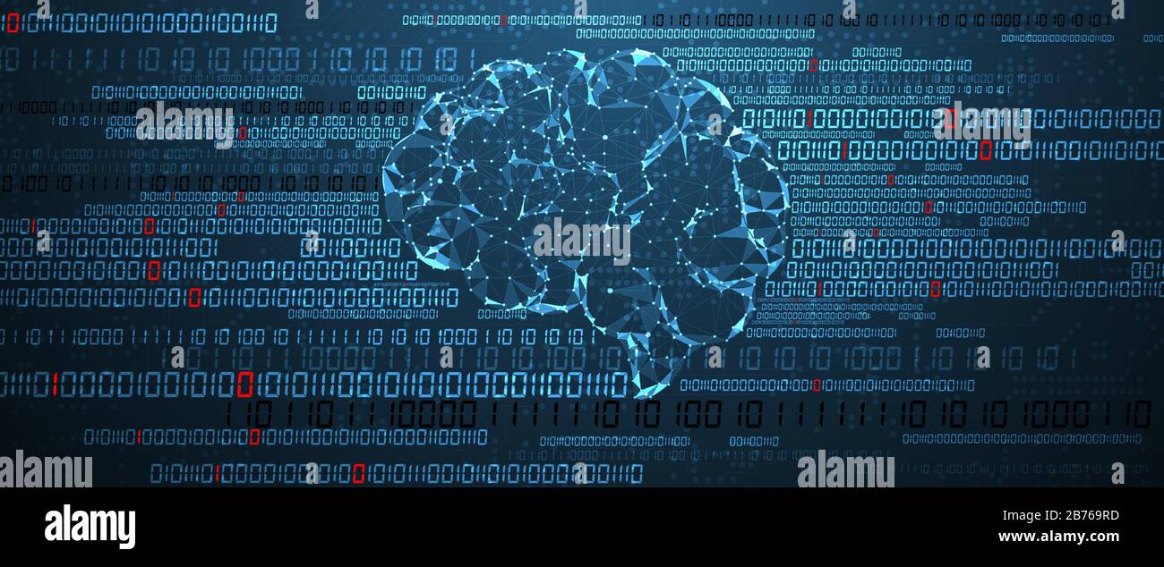 Cerveau humain abstrait. Intelligence artificielle nouvelle technologie. Science contexte futuriste Illustration de Vecteur