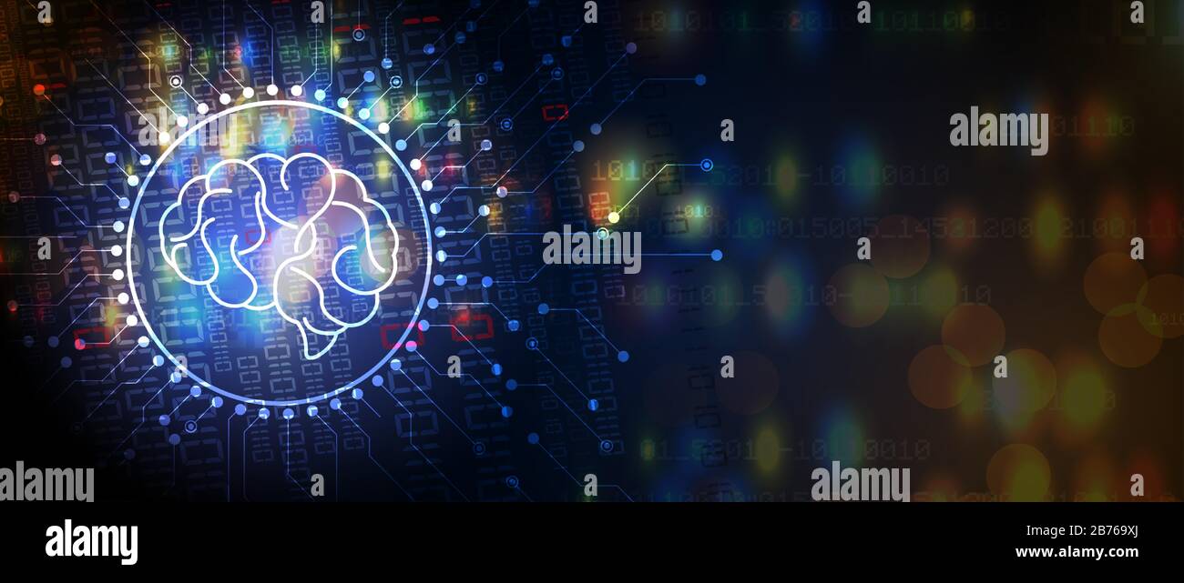 Cerveau humain abstrait. Intelligence artificielle nouvelle technologie. Science contexte futuriste Illustration de Vecteur