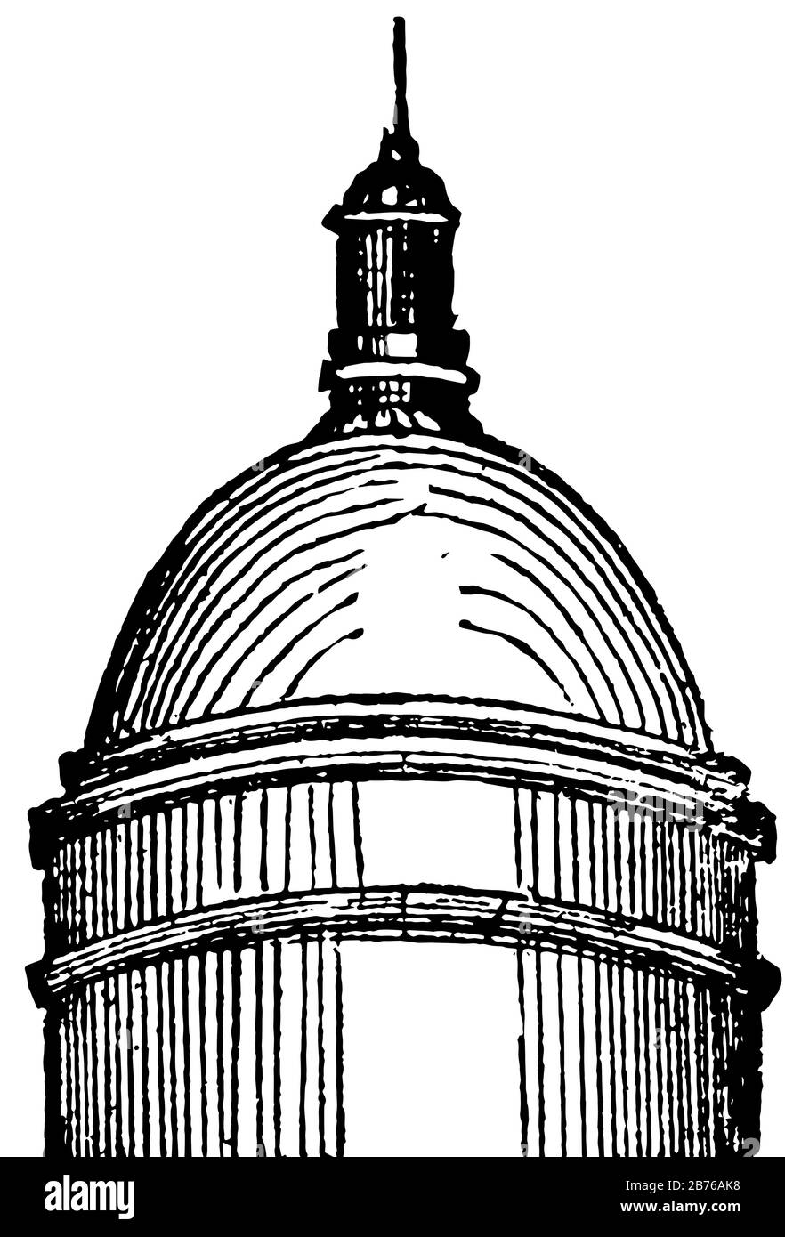 Cupol, aphérical, vault, top, edifice, dessin de ligne vintage ou illustration de gravure. Illustration de Vecteur