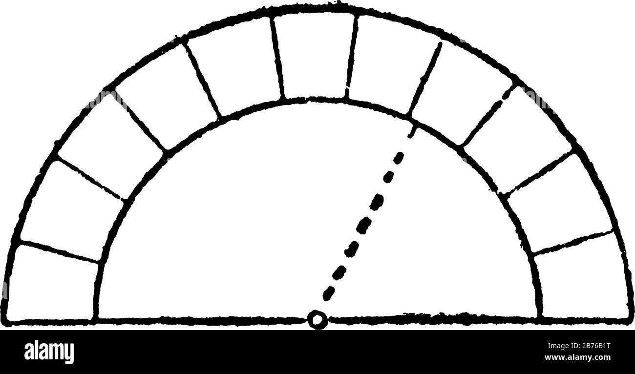 Le centre de l'arche semi-circulaire est la même ligne que ses springers, Roman, demi-cercle, fort, structure, dessin de ligne vintage ou illustration de gravure. Illustration de Vecteur