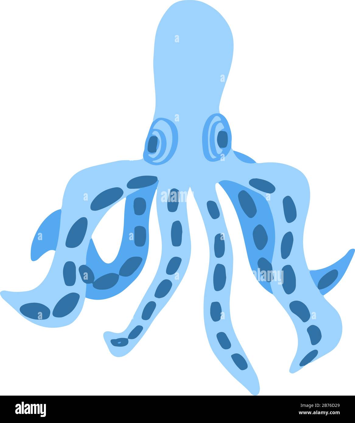 Octopus animal de mer de style plat isolé sur fond blanc. Illustration vectorielle d'animaux marins frais. Conception enfant d'été simple. Illustration de Vecteur