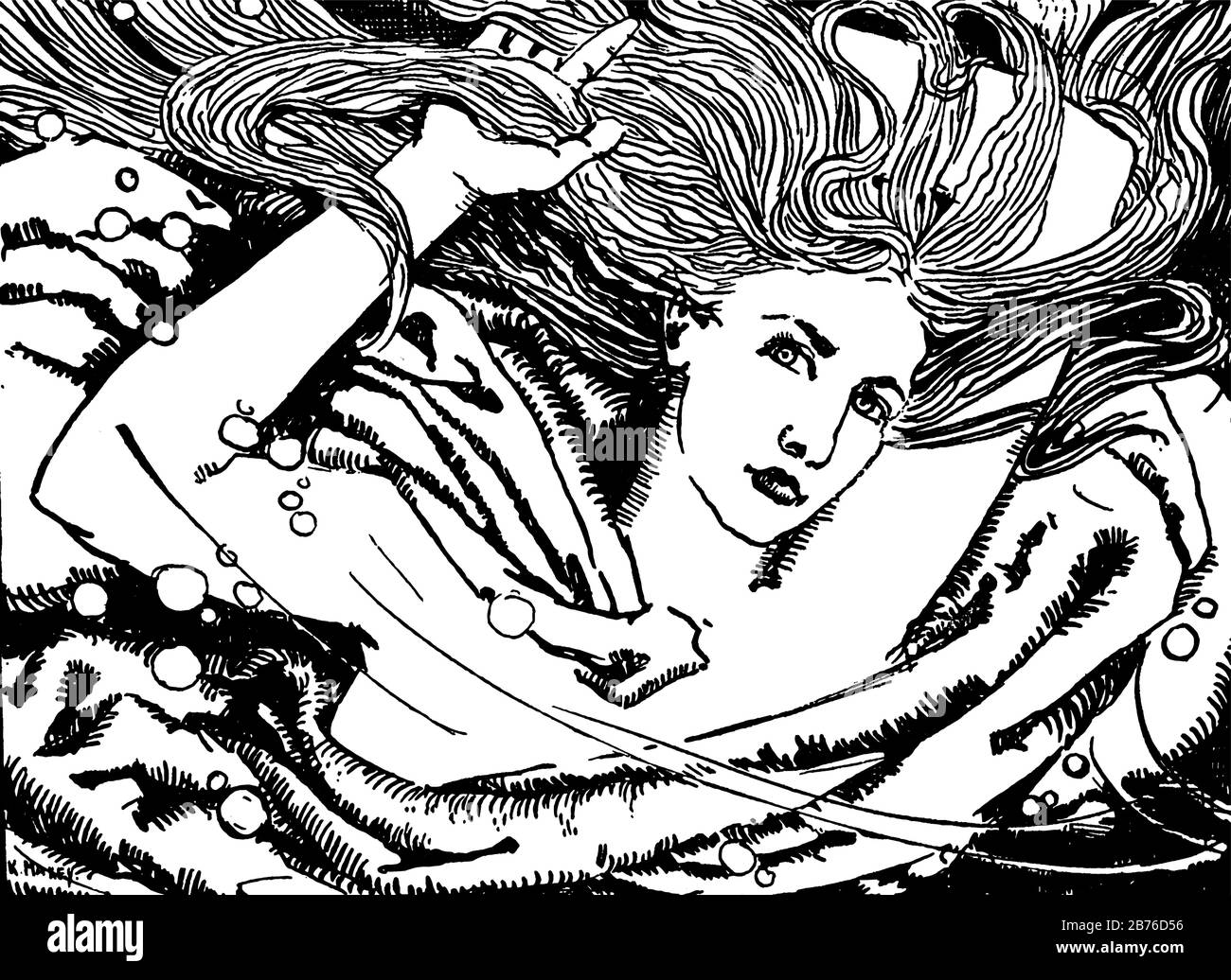 Face de femelle, dessin vintage ou illustration de gravure Illustration de Vecteur