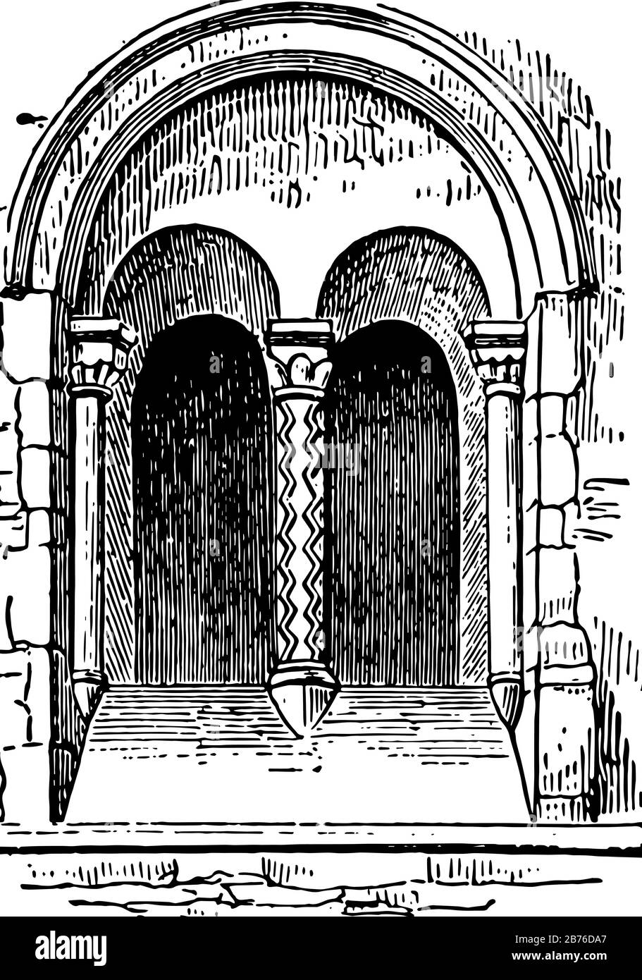 L'influence de la fenêtre normande aux XIe et XIIe siècles, utilisée traditionnellement pour l'architecture romane anglaise et elle a un nombre de châteaux et de fort Illustration de Vecteur