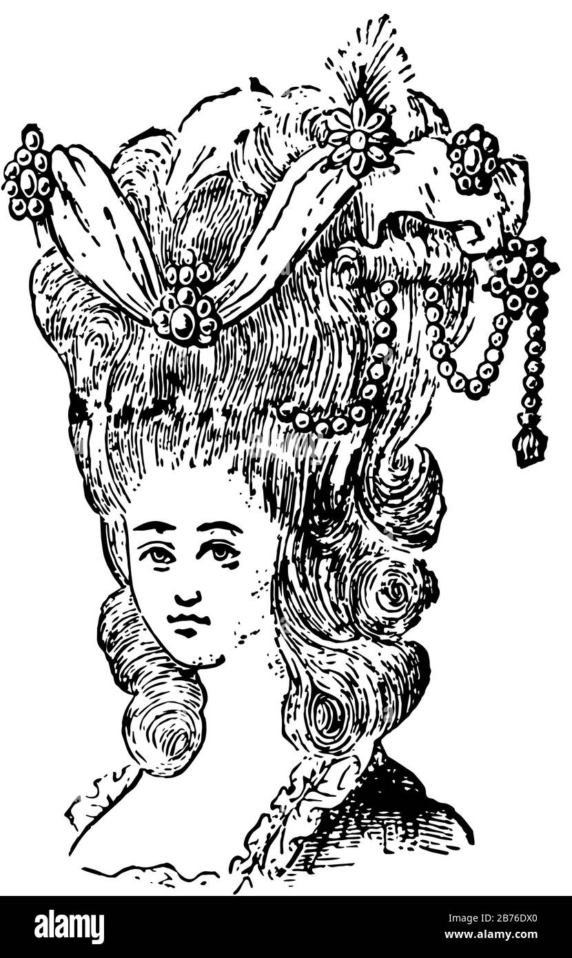 Robe-tête formes de robe-tête à la mode du XVIIIe siècle, dessin vintage ou illustration de gravure. Illustration de Vecteur