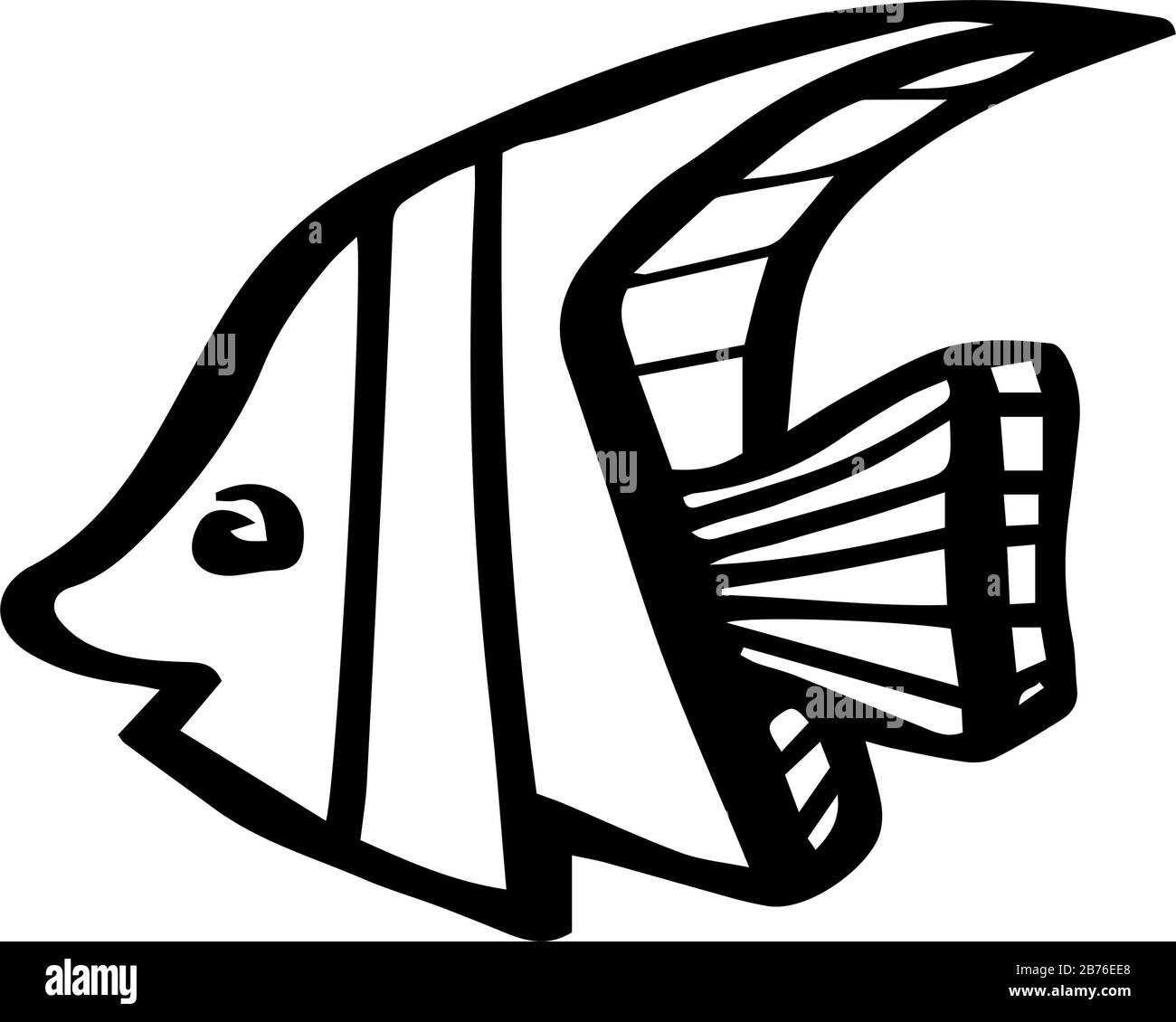 Animal de mer doux dans le style doiche isolé sur fond blanc. Illustration vectorielle des animaux marins. Conception enfant d'été simple. Illustration de Vecteur