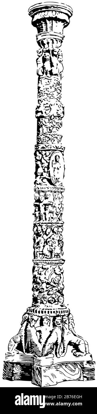 Candelabrum à S. Paolo Fuori, l'architecture romaine, Florida Center for instructional Technology, dessin de ligne vintage ou illustration de gravure. Illustration de Vecteur