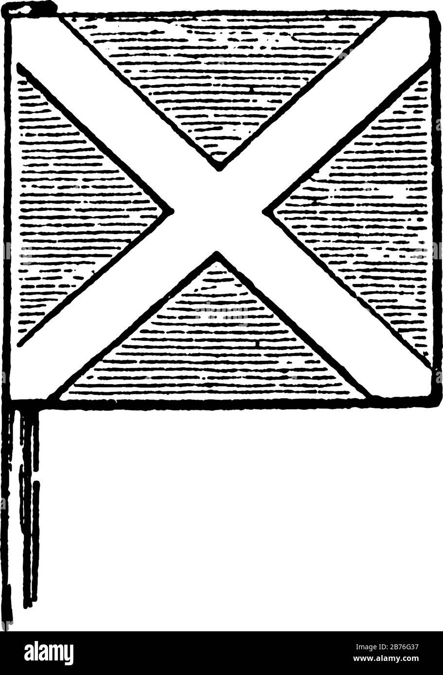 Scotland, St Andrew's Banner, ce drapeau a des lignes de saltyre et verticales sur tout le drapeau, le dessin vintage de ligne ou l'illustration de gravure Illustration de Vecteur