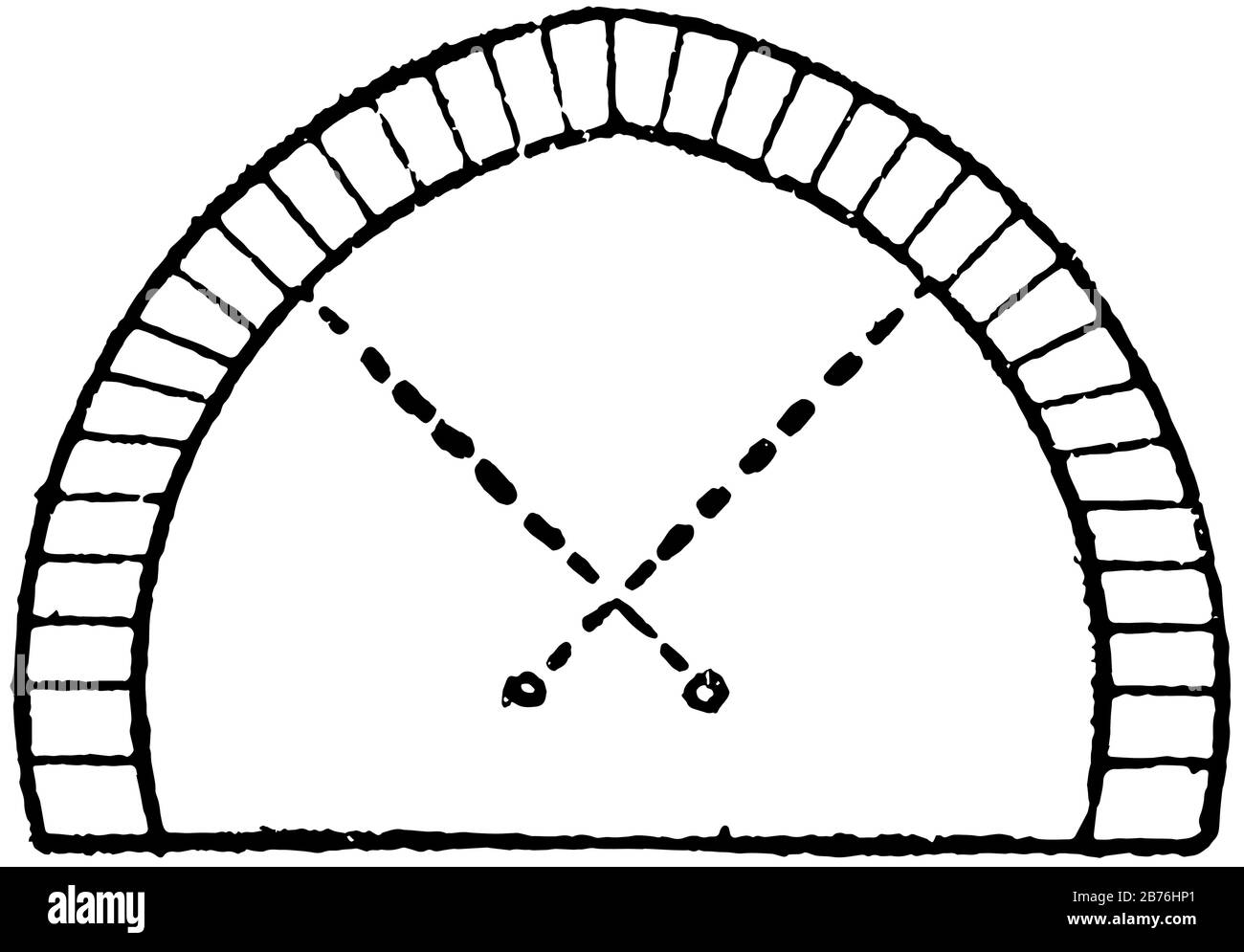 Arche en fer à cheval, arches, pierre à clef, Springers, Voussoir, coin, dessin de ligne vintage ou illustration de gravure. Illustration de Vecteur