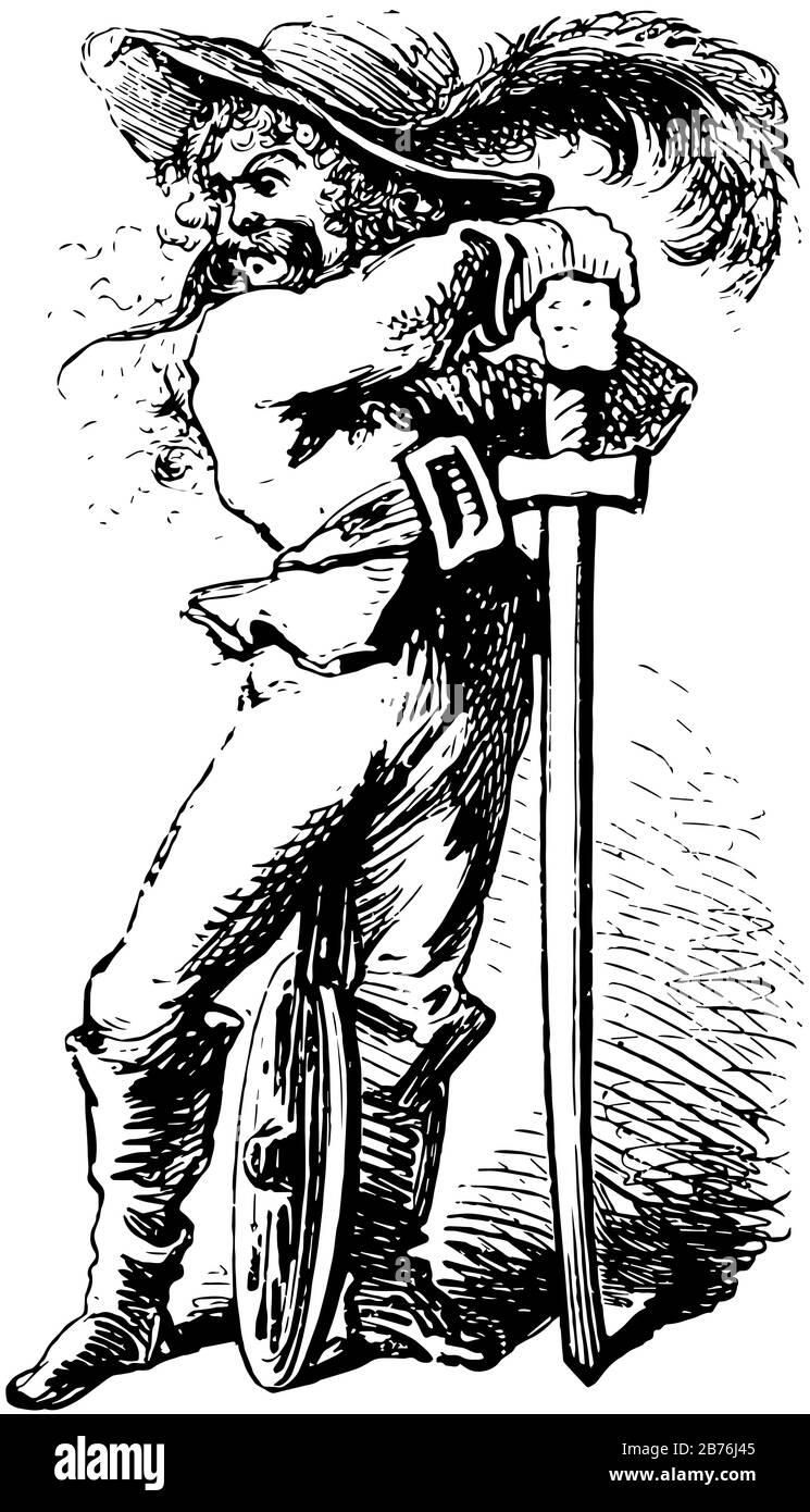 La famille Dolliver, cette image montre un homme en robe d'armure et tenant l'épée dans les mains, l'épée pointant vers le sol, le dessin de ligne vintage ou engravi Illustration de Vecteur