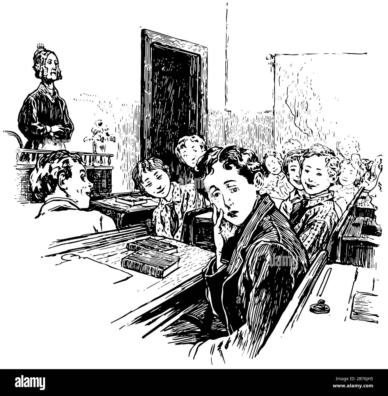 La salle de classe est un espace d'apprentissage, les adultes apprennent, les établissements d'enseignement, le dessin vintage ou l'illustration de gravure. Illustration de Vecteur