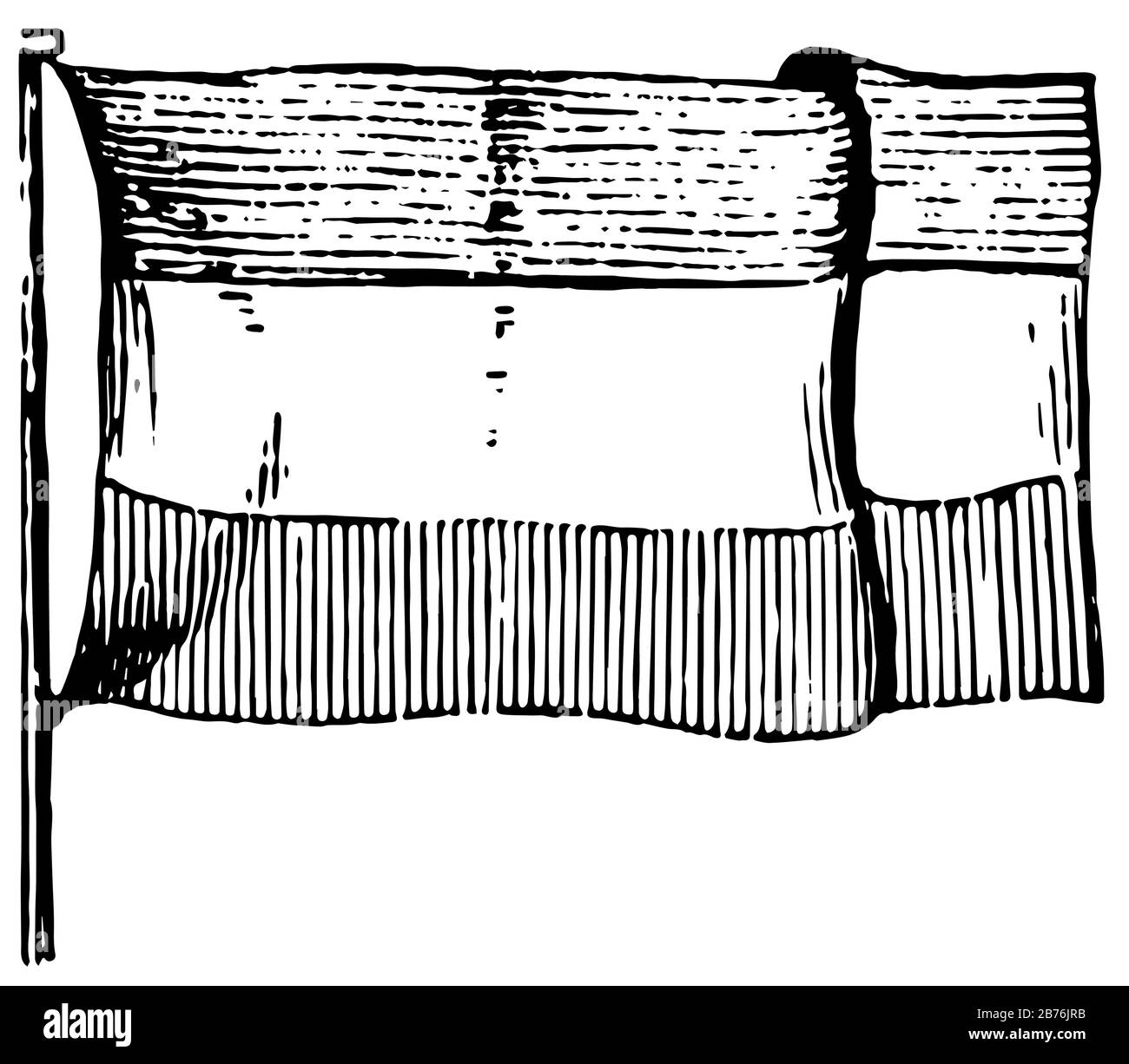 Drapeau de Mecklembourg, 1881, ce drapeau a trois bandes horizontales égales, bande supérieure a des bandes horizontales, bande inférieure a des bandes verticales, ligne vintage Illustration de Vecteur