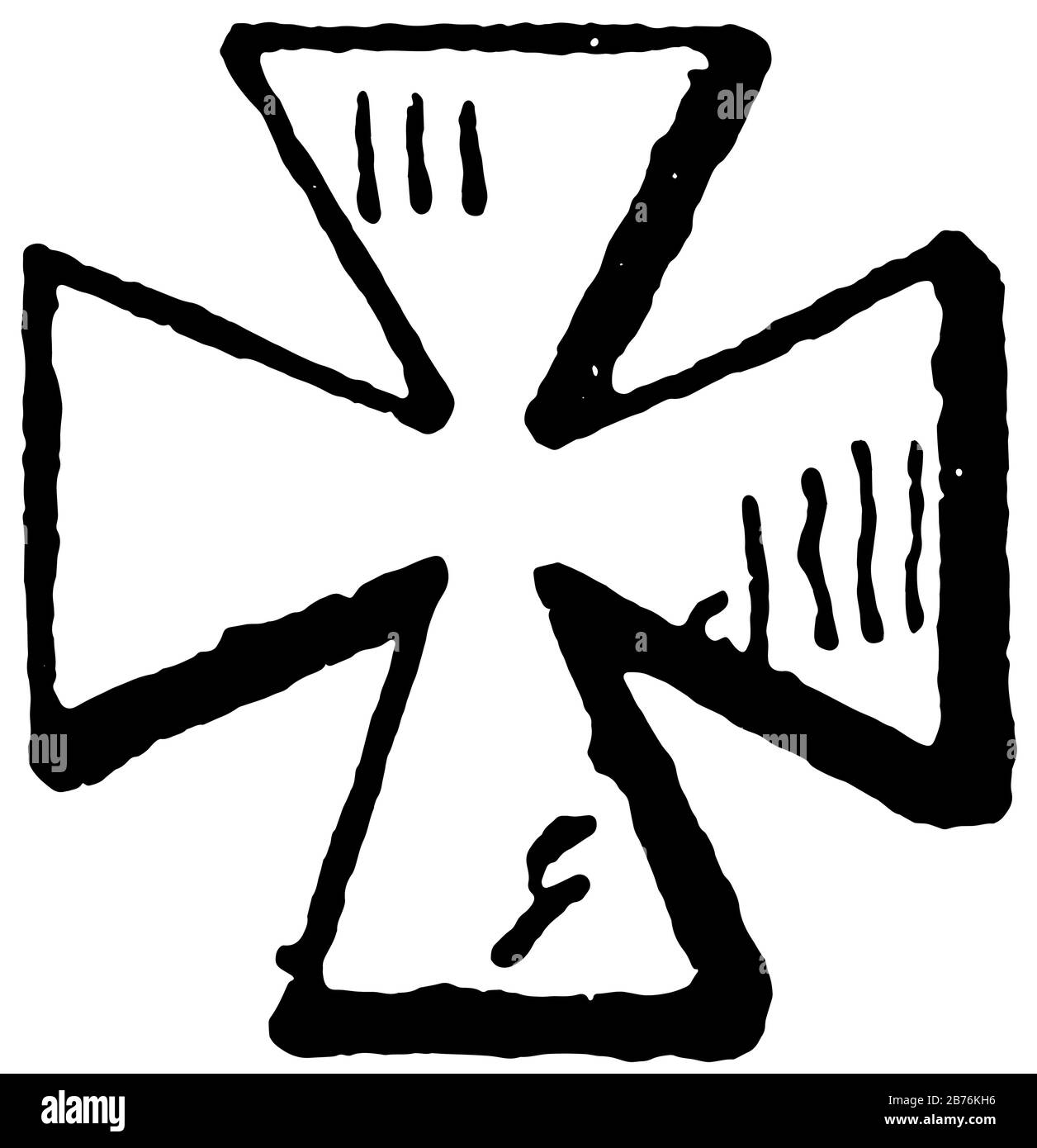 La Croix maltaise est tirée de l'Encyclopédie Brittanica 1893, de l'illustration du dessin ou de la gravure de lignes anciennes. Illustration de Vecteur