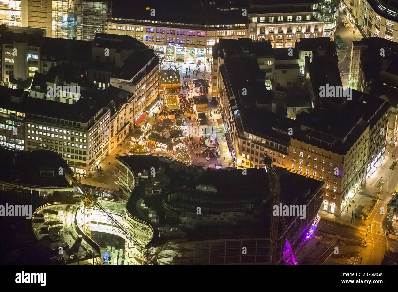 Marché de Noël sur Schadowplatz à Düsseldorf, 13.12.2012, vue aérienne, Allemagne, Rhénanie-du-Nord-Westphalie, Bas-Rhin, Düsseldorf Banque D'Images