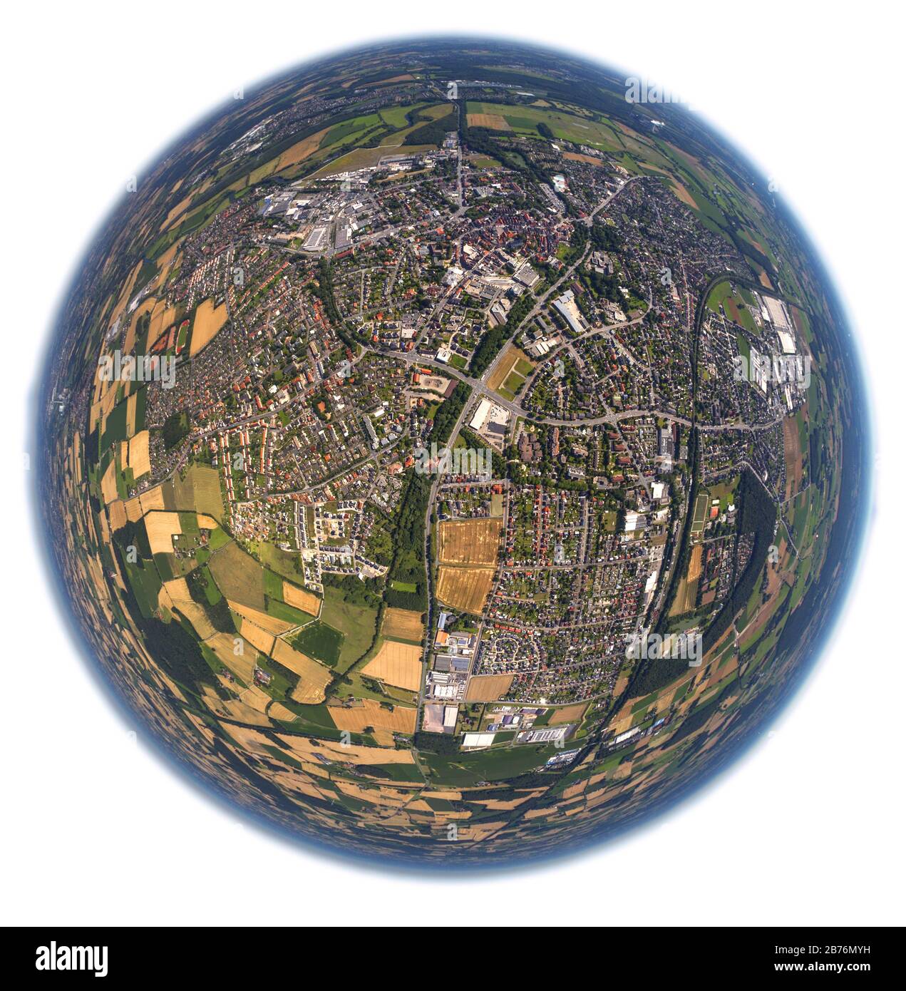 Centre-ville de Werne en Westphalie, 23.08.2012, vue aérienne, Allemagne, Rhénanie-du-Nord-Westphalie, région de la Ruhr, Werne Banque D'Images